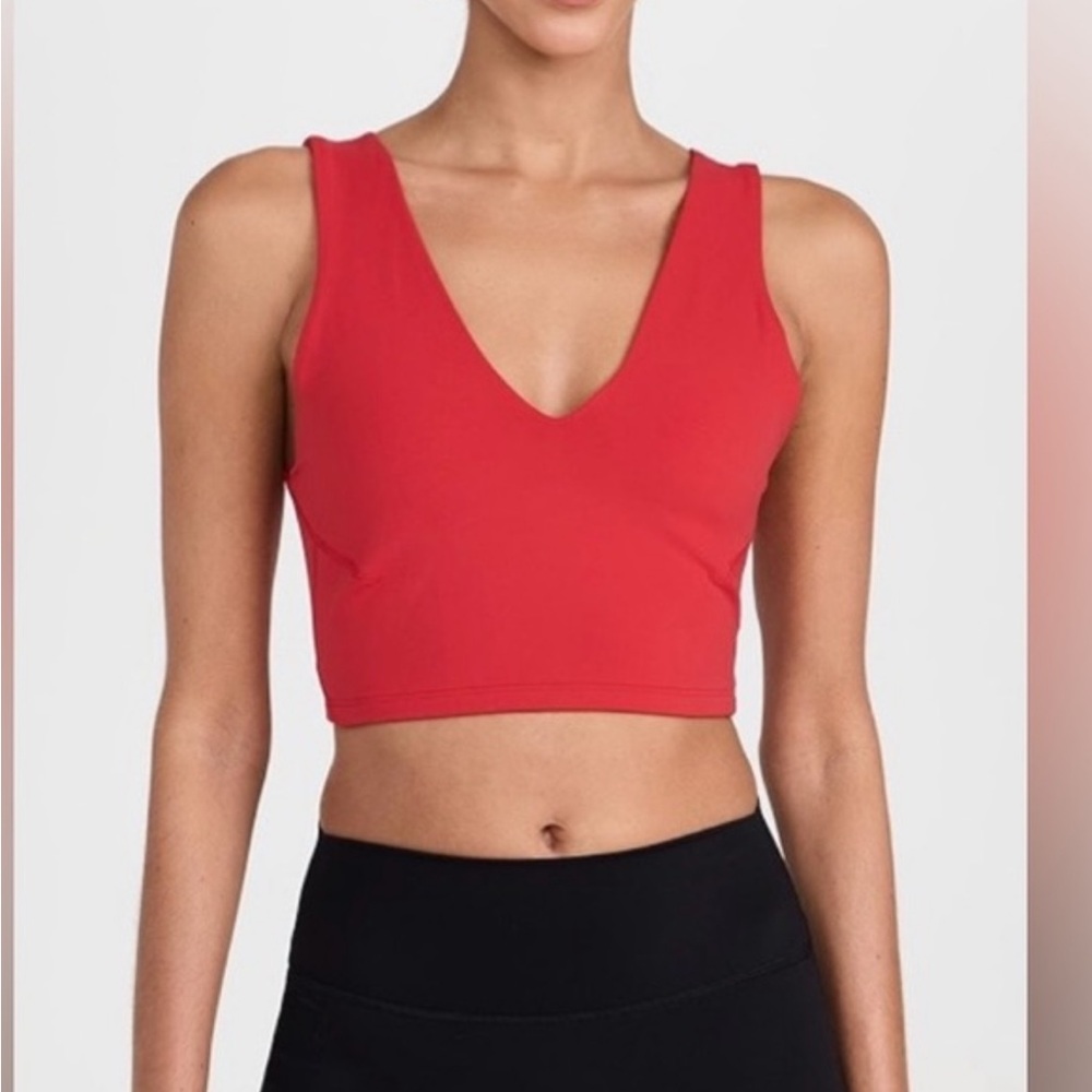 Free People Winterberry Red V-Neck Cropped Tank Bra Medium - Picture 4 of 5